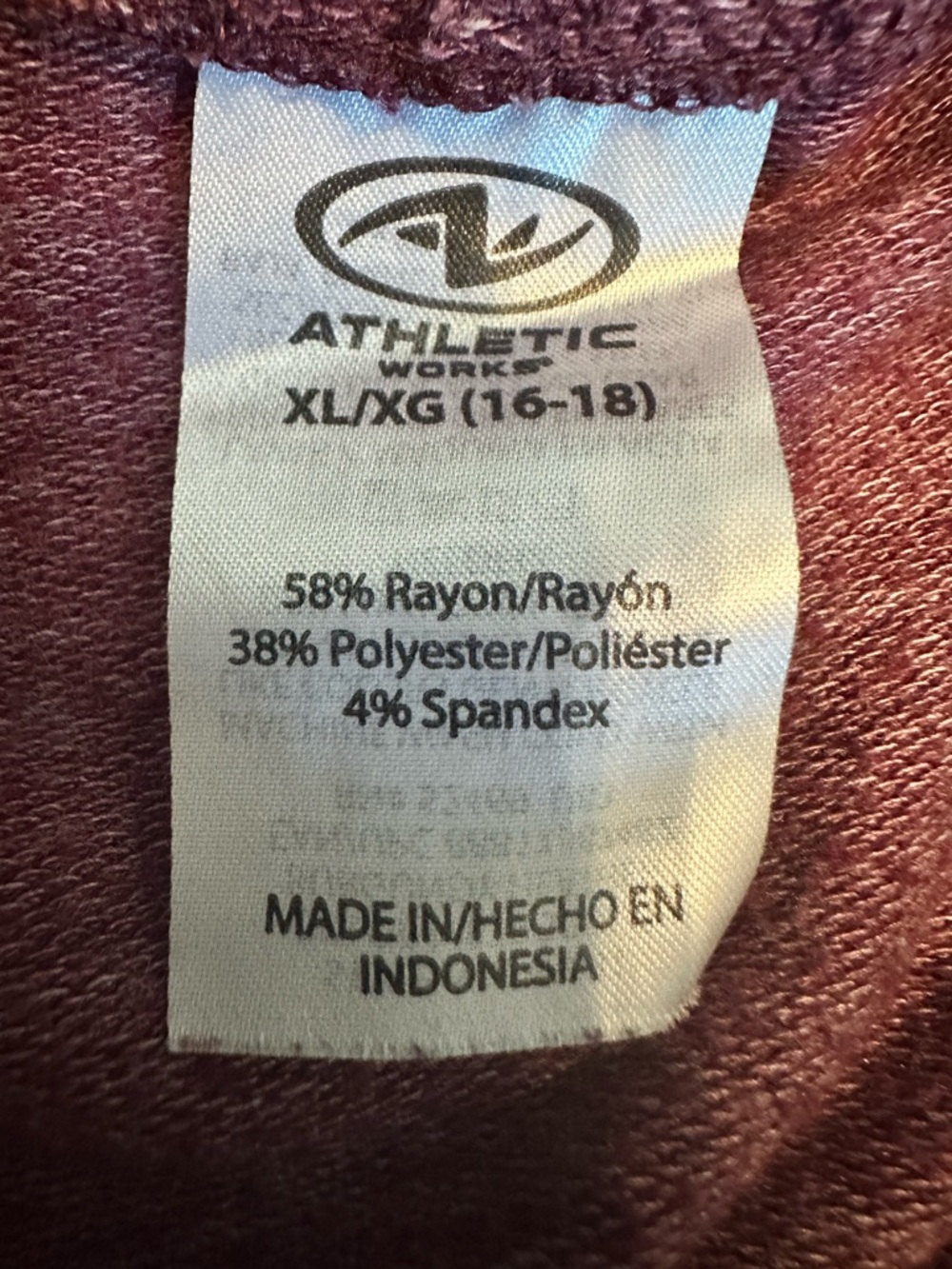 Athletic‎ Works Maroon Hoodie Size XL Cozy Pullover Sweatshirt Athleisure - Picture 9 of 12